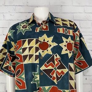Territory Ahead Shirt Men's Extra Large SLIM Button Up Hawaiian Floral Aztec‎